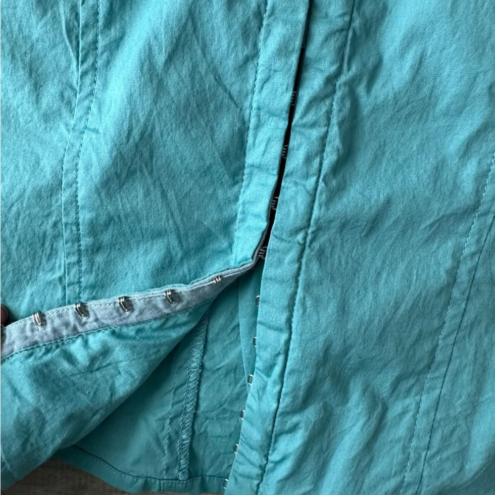 VTG Bebe Y2K Teal Hook & Eye Embroidered Blouse - Picture 2 of 7